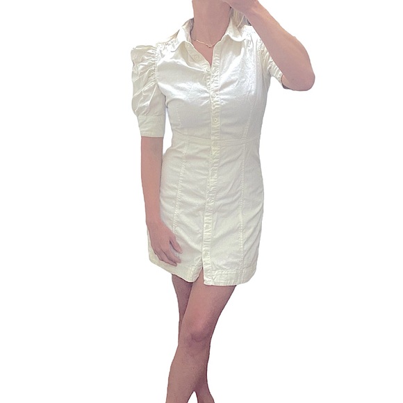 FRAME | White Denim Shirt Dress | Size Small - Picture 7 of 11